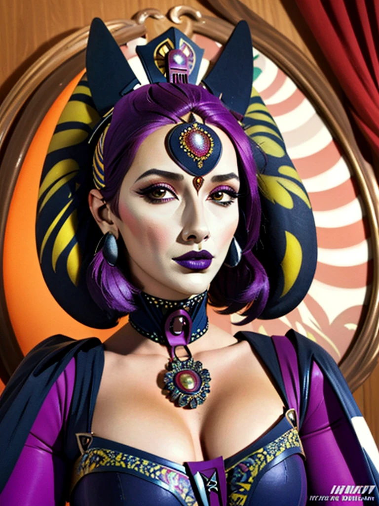 (best quality, masterpiece, beautiful and aesthetic:1.2, colorful, dynamic angle, highest detailed face) 1girl, satinekryze, monarch, jewelry, wired collarettes, ruffs, elaborate headress, headdress, royalty, upper body, noble, (high contrast, official art, extreme detailed, highest detailed)