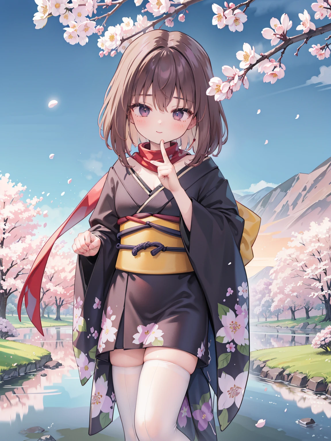 Extremely detailed CG unified 8k wallpaper, Very beautiful 8KCG wallpaper, ， ，best quality ，Ultra Detailed ，Pretty Face  ，masterpiece、Top quality ，best quality ，Ultra Detailed ，Pretty Face、masterpiece、Top quality、scarf、Kanzaki Sumi、cup、violet flower、Cherry Blossoms、Taisho cityscape