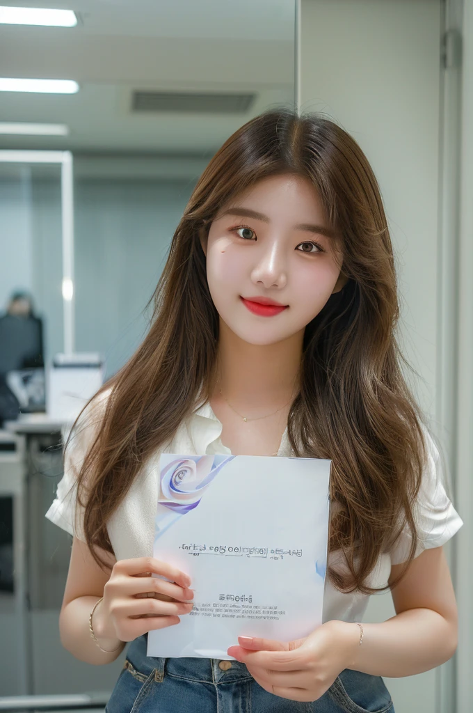 arafed woman holding a white paper with a picture of a woman, jaeyeon nam, taken with canon eos 5 d mark iv, heonhwa choe, lalisa manobal, student, taken with sony alpha 9, captured on canon eos r 6, taken with canon eos 5 d, taken with canon 5d mk4