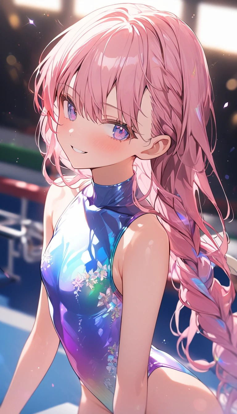 highquality illustration, masterpiece, very delicate and beautiful, attractive girl,(gymnastics leotard, Floral patterns leotard,long sleeve leotard with glittery decoration,high_leg leotard,athletic leotard,tight-fit leotard,iridescent gradient leotard,long-sleeve leotard),thin,slender body,slim,high school,gymnasium background,gymnastics club,gymnastics athlete,princess, beautiful eyes,light smile,(masterpiece, best quality:1.2), highres, extremely detailed CG unity 8k wallpaper, perfect lighting, Colourful, ultra-high res,4K,ultra-detailed, photography, 8K, HDR, 17 ages, full body,