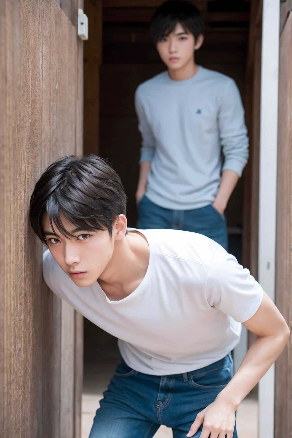 Male Focus,4K,8K,cool,Refreshing athletic guy,boy,boys,charm,main character,youth,Japanese high school student style,Magazine talent style,Slim figure,Casual clothes,Smooth,Skin texture,Functional beauty,Moe,Action,Vibrancy,Breeze,Dust,Natural light,face,hand,eye,Biological precision,thin limbs,男子main character,Japanese men,Boys who like boys,,,Two boys in love,Male student,Super detailed,Sexual desire,sexual excitement,