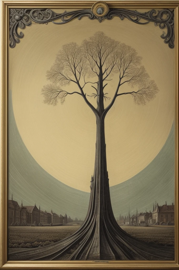 Nordic tree-shaped solitaire,Flat style, abstract artistic,Graphic design,symmetry, Math, Renaissance, Oil painting, 2D canvas, highly detailed, complex, Classic paint, Black monochrome, crystals, opulent, lap, gothic ornament, Graphic design