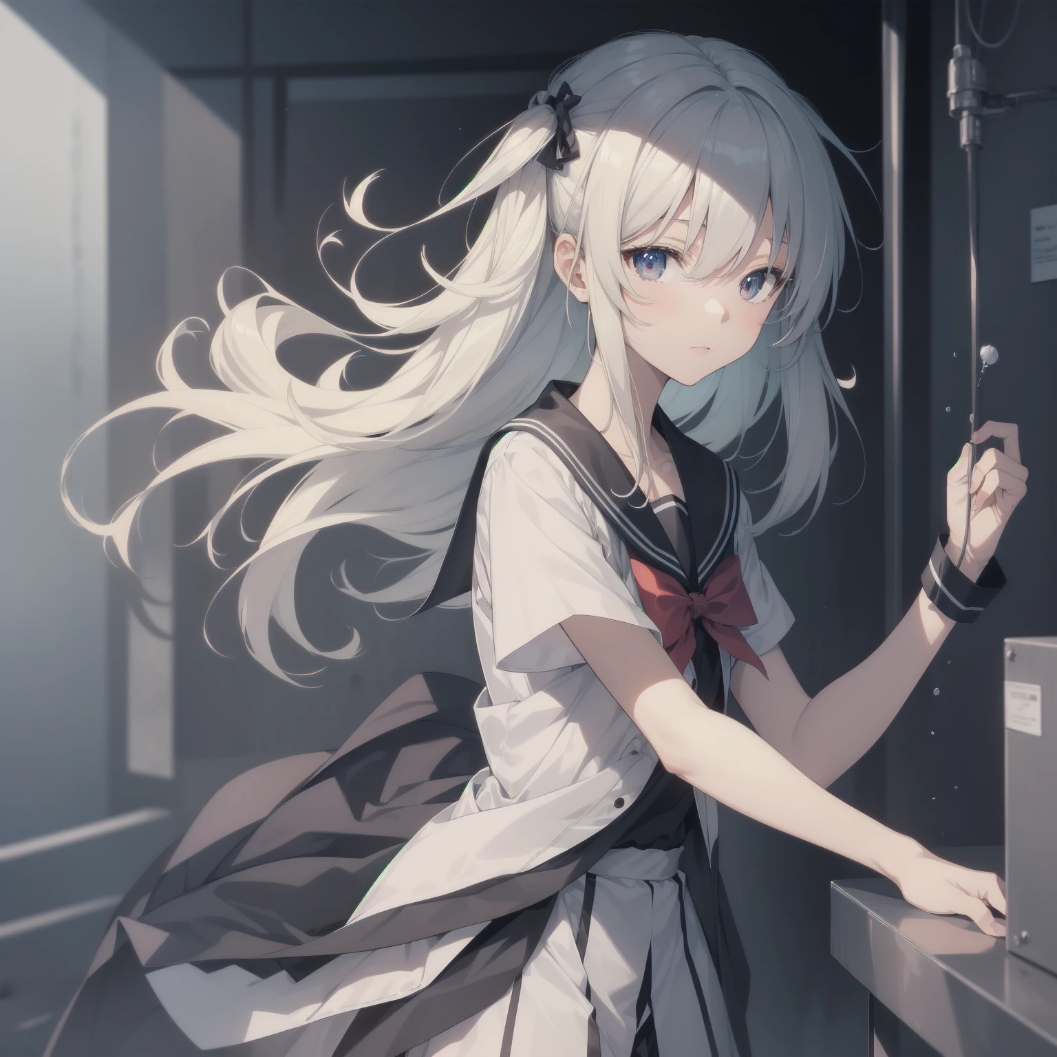 ultra-absurdres-Top quality by artist God, ultra-detailed, high resolution, anime moe artstyle, best anime 8k konachan wallpaper, pixiv contest winner, pool:2810, perfect anatomy,break, 1girl, (Please draw a girl walking sleepily to school alone. )break,(Solo,little female, 13-year-old:1.3),Full limbs, complete fingers,a junior high school student, (very short hair), short cut, flat chest, , small butt, small black eyes, beautiful detailed eyes, well-proportioned iris and pupils, expressive eyes, highres detailed hair, soft expression, salor school_uniform, sailor collar, serahuku, bow, pleated skirt,(Detailed Lighting), (Detailed background), in the School commute route.break,dewy skin, perspiration on the skin,skin texture, fine lines, pores, natural imperfections,light reflections, glossy skin, shiny skin,break,Rim Lighting, Subsurface Scattering, God Rays, Chromatic Aberration, Bokeh, Lens Flare, Volumetric Lighting, Anamorphic Lens Flare, Bloom, Depth of Field,backlight, soft bounced lighting, soft natural lighting, candolelight, neon light, hard(soft) shadows, spot light, break,super detailed skin, Best cinematic lighting powered by famous artist, 8k,beauty illustration,photoshop_(medium),very aesthetic,break,((artist:mochi_au_lait )), artist:clamp ,artist:carnelian ,artist:kantoku ,