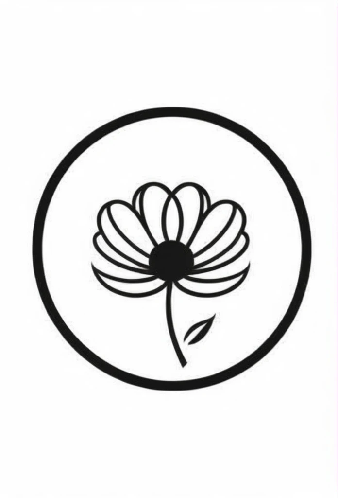 A stylish apparel brand logo with a single stroke of a flower「Yuri」Logo of French apparel brand. Pretty cool chic and modern design. Background is white.