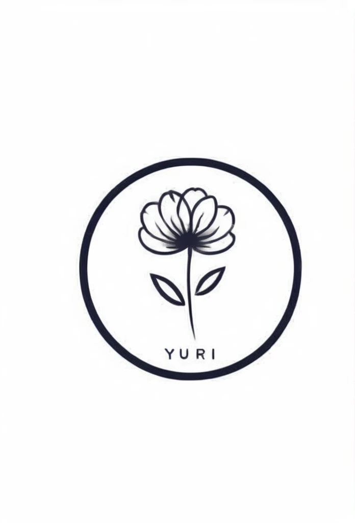 A stylish apparel brand logo with a single stroke of a flower「Yuri」Logo of French apparel brand. Pretty cool chic and modern design. Background is white.