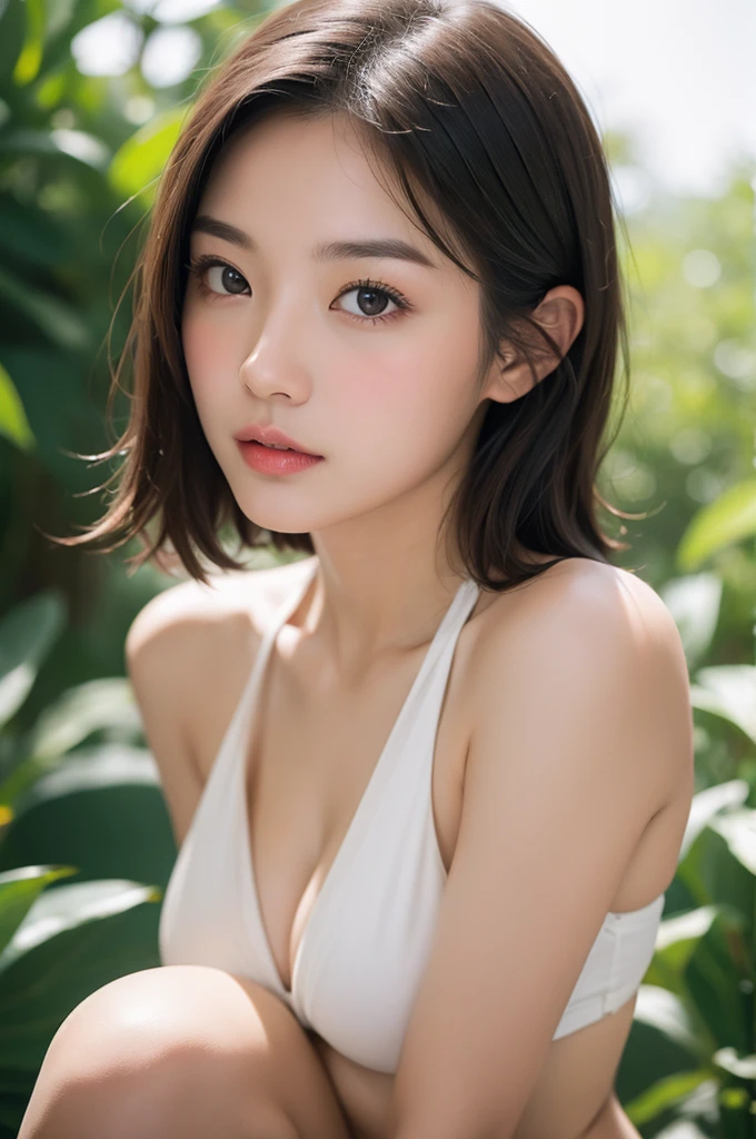 ((Highest quality)),((8K)),(Genuine)、(detailed)、(Beach)、(Bust up shot)、(Big Breasts)、Golden ratio of face to shoulder width、繊細でdetailedな鮮やかな美しい色の衣裳:1.4、Micro Bikini、Halter Neck Bikini、Shiny berry short cut、Glowing Skin、Japanese、beauty、Looking into the camera、Duck mouth、cute、Hehehe:1.2、Shot with a film camera、RAW shooting、#24、Genuine、フォトGenuine:1.4、Photon Mapping、Physically Based Rendering、Perfect Anatomy、detailedなデコルテ、detailedな目、detailedな二重、detailedな咬筋、detailedな鎖骨、Perfect Fingers、Finger Description、(品質 8K)、((White skin))、Avoid mascara、Hair with movement、detailedな毛穴、Natural light、detailedな描写、Blushing、Fine pores、Perfect cleavage、masterpiece、Blushing、Hair with movement、detailedな腹筋、Sparkling、Cowboy Pose、sexy、detailedな脇の下、(Big Breasts)、face closeup 、(Upper Body)、detailedな目元、