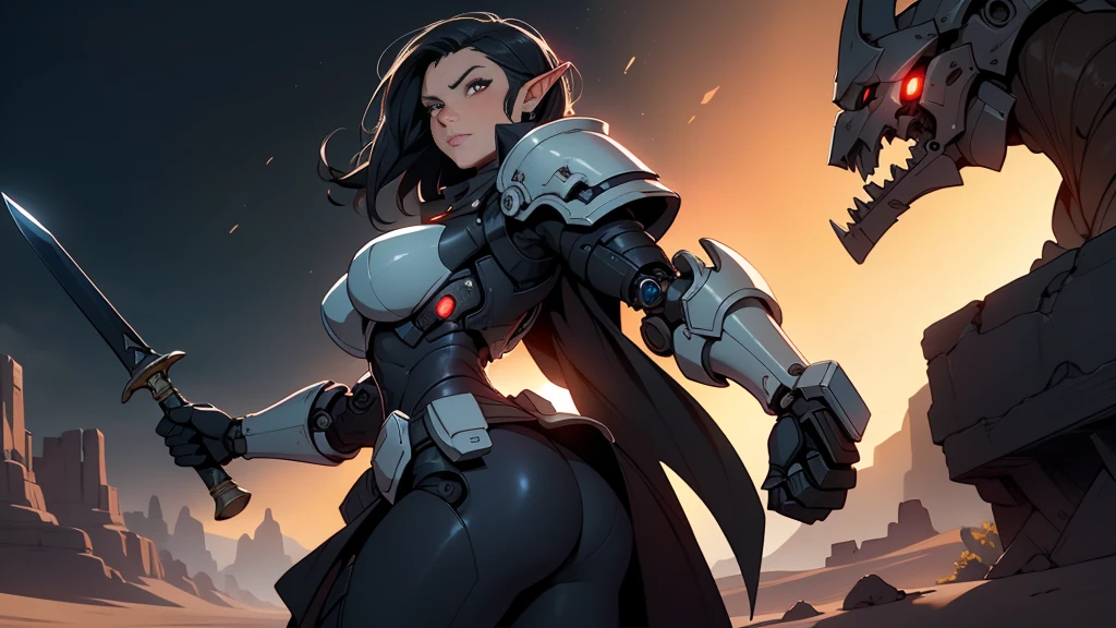 (((nsfw, roupas rasgadas, pele escura))), (((nsfw, scientific fiction, pele escura, desenho de linha, aquarela))), with first person view high definition character art, personagem negra, cabelo preto preso, caminhando totalmente nua por um deserto futurista, arte estilo jogo borderlands, Esta imagem de alta qualidade, renderizada em 8K Ultra HD, mostra detalhes intrincados da cena. obra-prima aprimorada digitalmente ou pintada com requinte, scientific fiction, postura ativa, estilo de quadrinhos