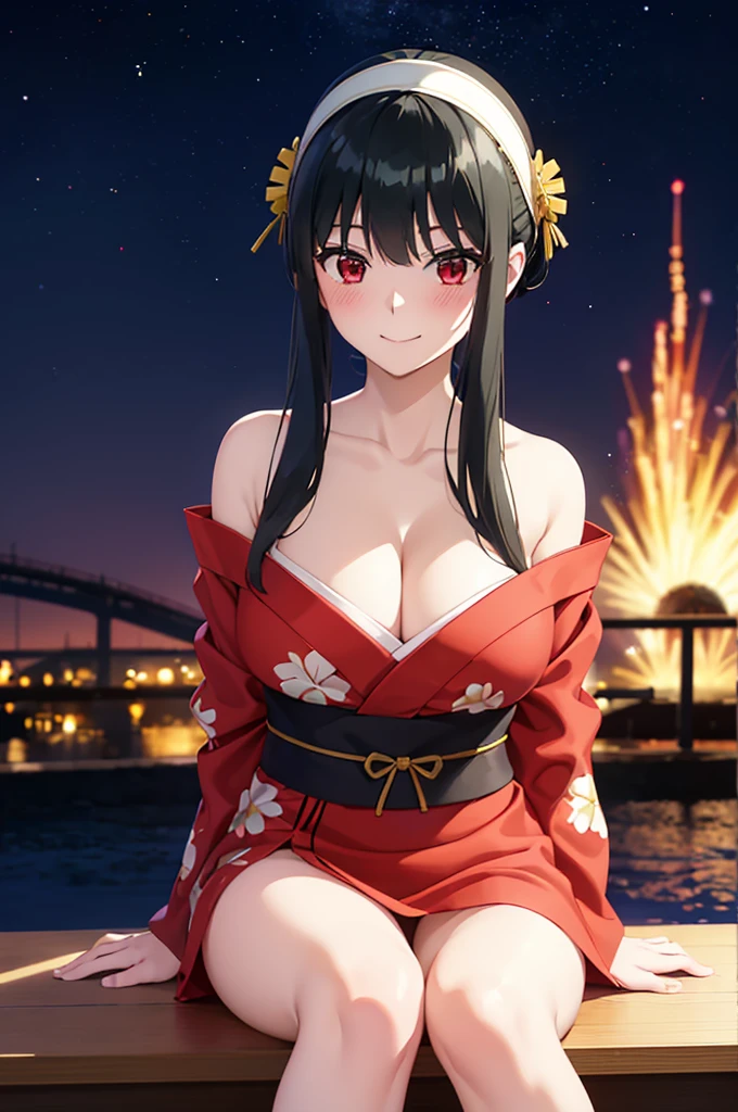 (SFW:1.8、masterpiece, Highest quality),1people々々, 一people々々in, Absurd、現実inは捉えられないディテールと美しさ、hyper Realistic, Realistic,Realistic, Looking at the audience, 美しいbangs:2、魅力的なbangs:2、bangs:2、), Mouth closed, Big Tits Eyes、eyelash、 whole :2、(((Add highlights to the eyes:1.4、Long Hair、She is very 美しい and cute、Show me your ears、Beautiful long neck:1.8、smile、Close your mouth and smile:1.5、bangsと美しい歯)))、Ideal body type、((firework、Night Sky、Night Skyに美しいfirework、Summer festival))、Beautiful long neck:1.6、Perfect Anatomy、people々Beautiful pads that make you feel happy:2、自然in快適な照明、Keep an eye on your audience、Shadow Fade、Listen carefully、smile、((Black Hair、Red yukata、White hair band、Red eyes))、A starry sky、Rich nature background、fireworkの光、Off the shoulder、smile、Spread your legs、Blushing、Open the chest、Spread your legs、Bend forward to show your chest、Showing cleavage、Sweat、ガニ股in座る、White underwear、White Lingerie