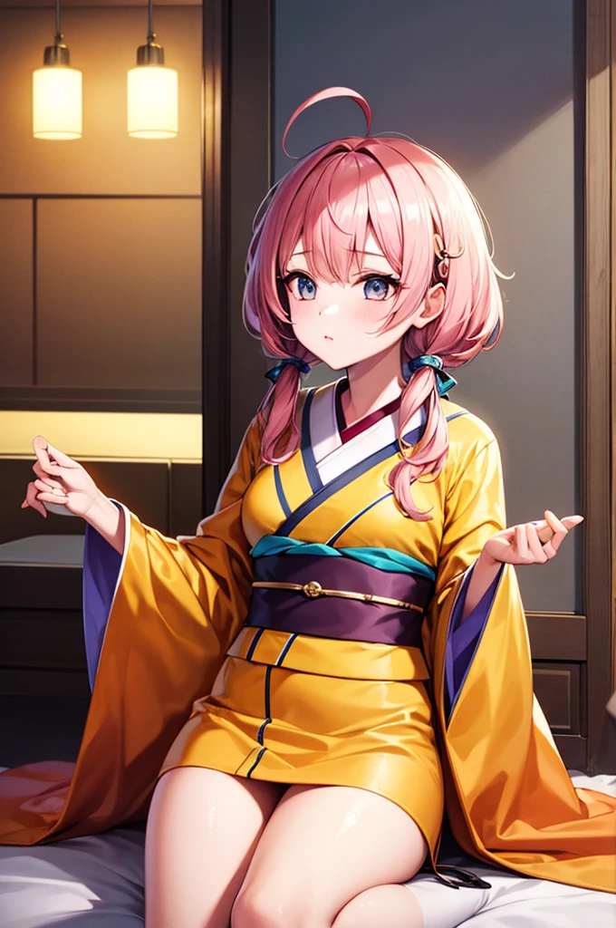masterpiece, Highest quality, High resolution, 1girl 22 Ahoge Hair Accessory, kimono