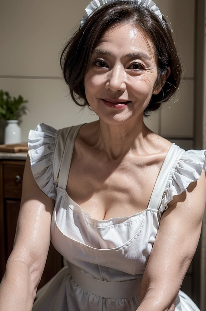 NSFW, ((highest quality)), ((8K)), ((masterpiece:1.3)), (perfect look), (photorealism:1.6), (walking woman), (Japanese woman shopping), (A shopping mall where many people go), clear background, japanese woman, 47 years old, ((Realistic skin texture)), (Fine wrinkles throughout the skin: 1.3), (Dull skin: 1.1), (Skin without moisture: 1.2) , (Wrinkles on the face: 0.9), (Wrinkles on the corners of the eyes: 1.2), Double eyelids, tear bags on the lower eyelids, (Crying moles: 0.9), The eyes are looking here, serious gaze, (Dimples: 1.2), red lips, (short bangs: 1.2), short hair, Long hair with curls at the tips, (hair falls over ears), smiling with the corners of the mouth raised, soft fabric blouse, wide sleeves, Cuffs that fit your wrist, long skirt, barefoot, hair fluttering in the wind, small breasts, (whole body), low angle,

