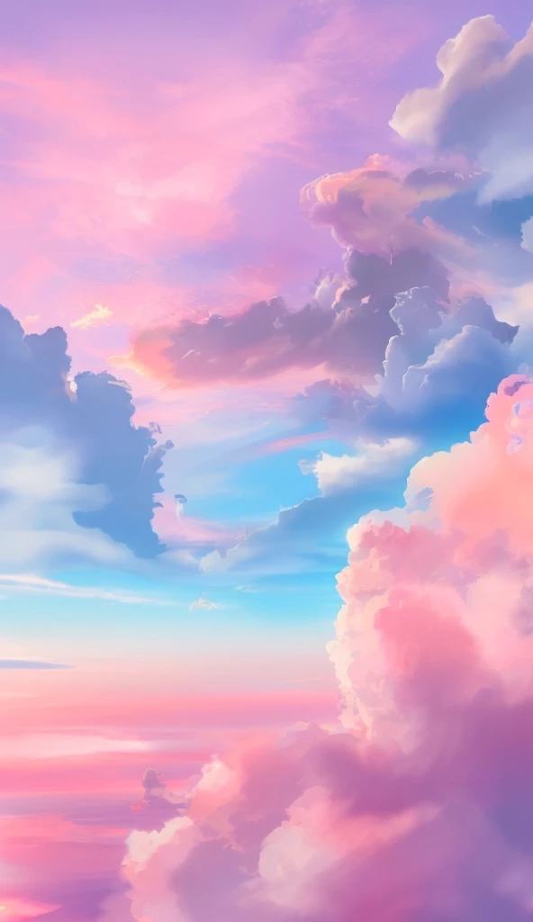 Above the Clouds、A little sunset、Pinkish clouds、Beautiful blue sky and