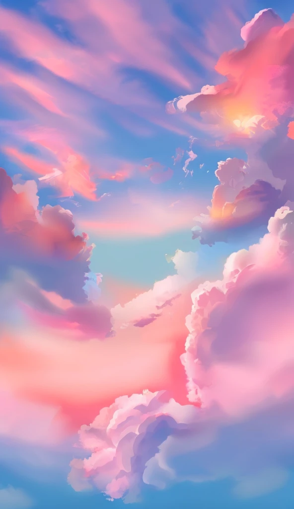 Above the Clouds、A little sunset、Pinkish clouds、Beautiful blue sky and