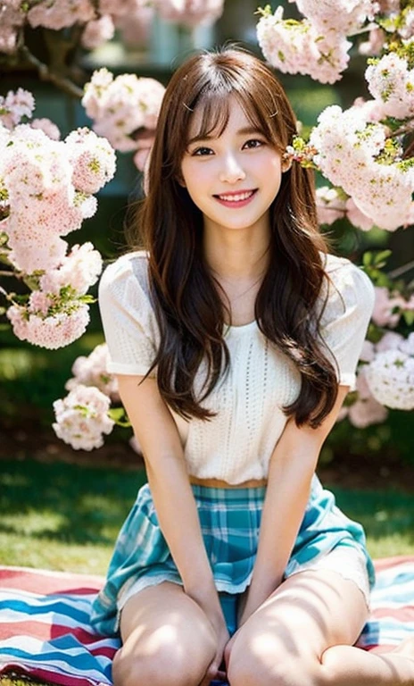 ((masterpiece)), ((best quality)), ((ultra-detailed)), ((photorealistic)), (4K resolution), 2girls, (beautiful Japanese women:1.2), (20 years old), (normal body type), (cute:1.3), (outdoor:1.1), (cherry blossom viewing), (sitting on picnic blanket), (short skirts), (cheerful expressions), (smiling), (drunk faces), (sitting with knees up), (full body), (spring season), (flower petals falling), (sunny day), (detailed light), (vibrant colors), (natural background), (perfect anatomy), (detailed hair and eyes), (soft shadows), (panty shot)