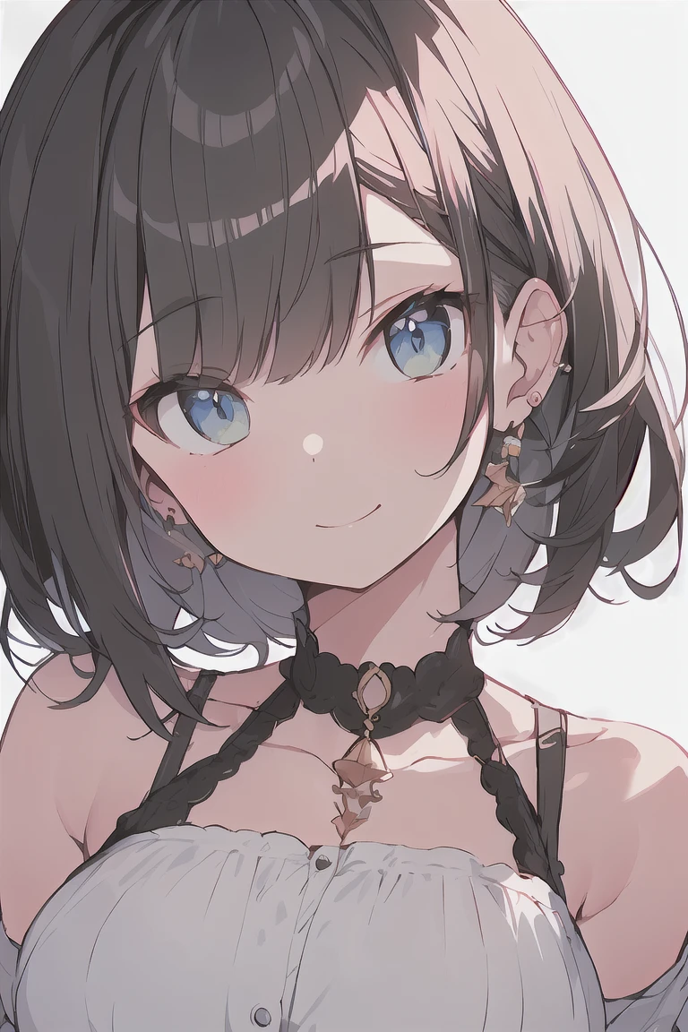 (best quality), (Super detailed), (Best Illustration), (masterpiece), score_9, score_8_up, score_7_up, (8k), (1woman), (black bra:1.2), (large breasts), {brown hair, (sideburns), (bob cut:1.3), curly hair, hairs between eyes, colored inner hair}, {(detailed eyes), twinkle(in the eyes), blue eyes}, blush, earring,