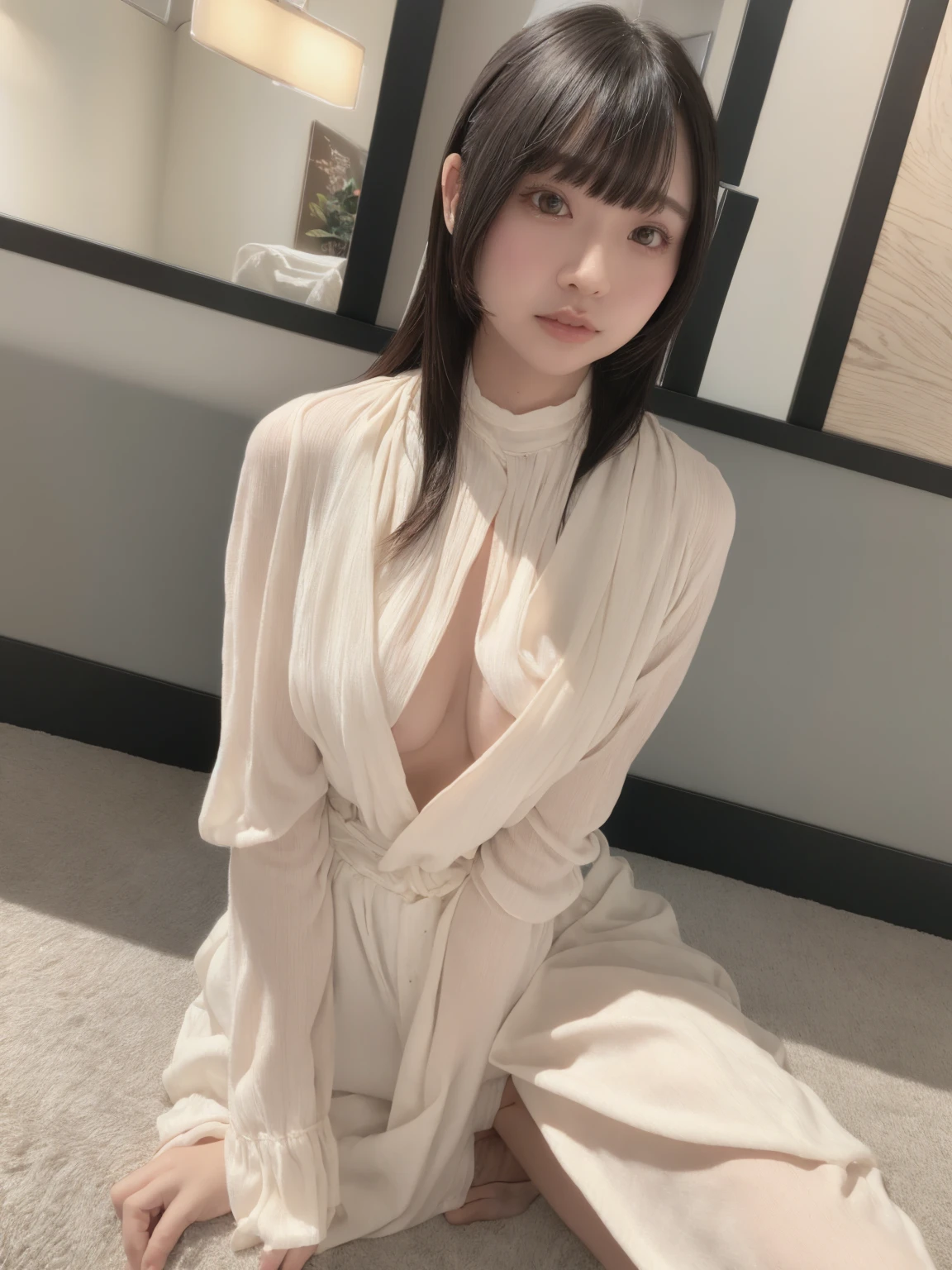 (8k, Best Quality, Masterpiece: 1.2), young girl、masterpiece、onsen、(nude:1.8)、pubic hair、photo realistic、realistic、full body