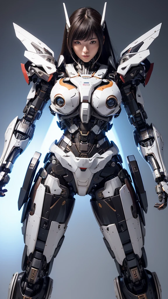 Textured skin, Super Detail, high details, High quality, Best Quality, hight resolution, 1080p, hard disk, Beautiful,(Super Heroine),Oppai Missile,beautiful cyborg woman,Mecha Cyborg Girl,Battle Mode,Girl with a Mecha Body,She wears a battle cyborg mech with a weapon,Fulll body Shot