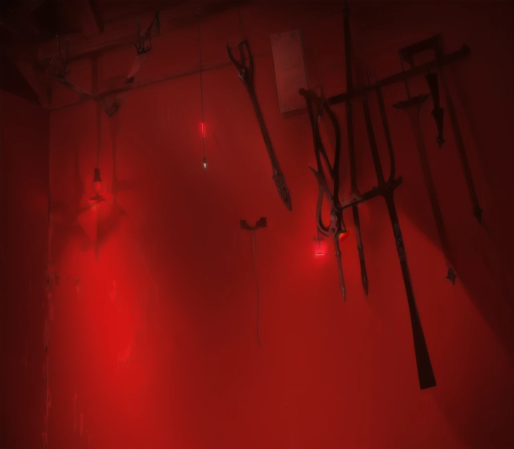 {{red theme}},{dim},dungeon,SM tools hanging on the wall