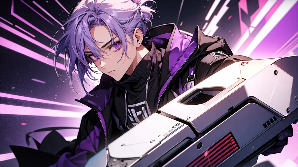 guy, cool, ager, lavender hair, purple eyes