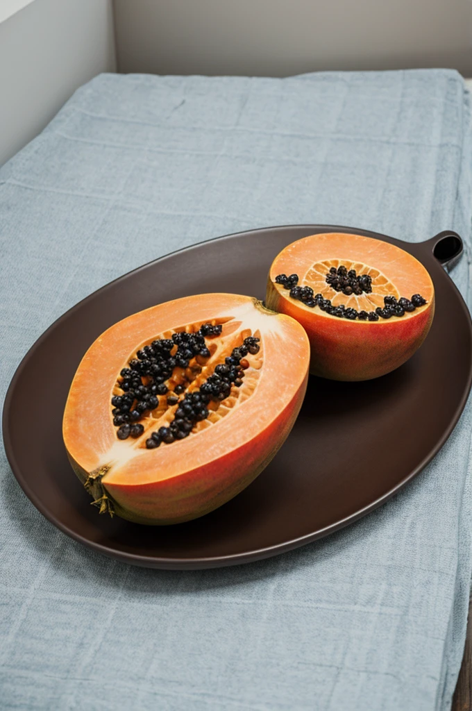 half a papaya filled with evaporated milk