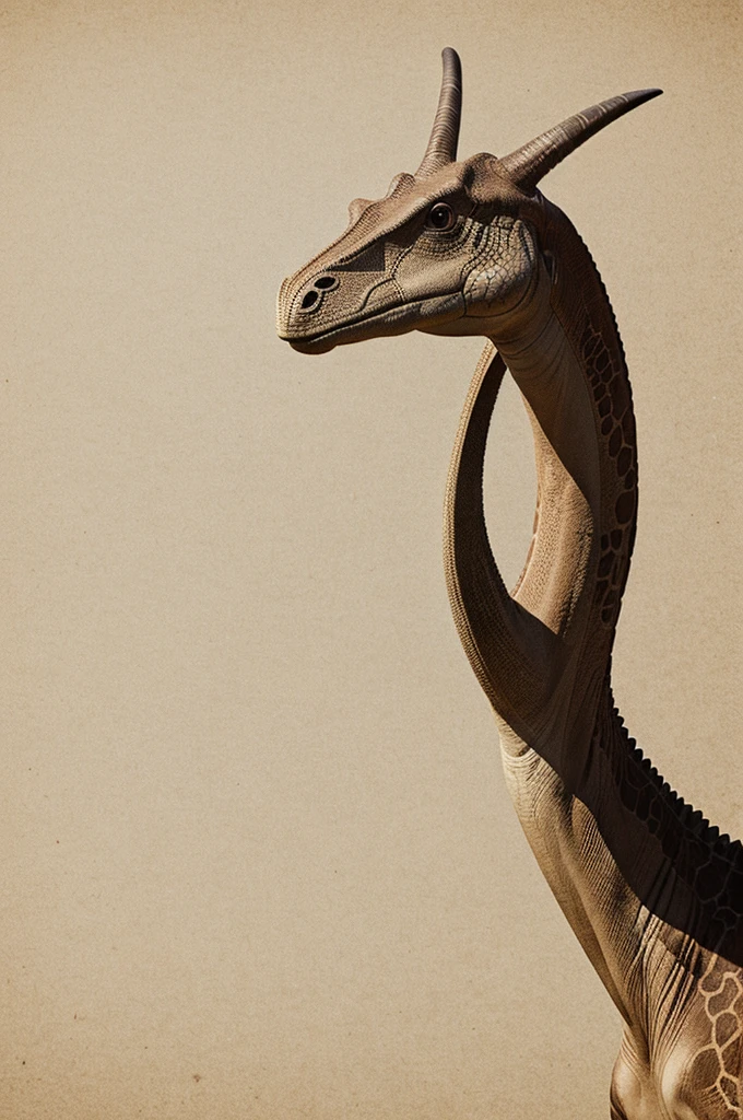 An image of a long necked dinosaur that is coquette