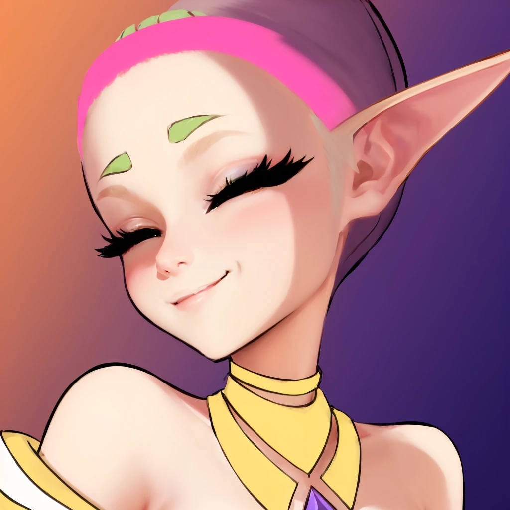 Hay una imagen de dibujos aniMADos de una mujer con cabello rosado, a portrait of an elf, elf girl, portrait of an elf, (((MAD))) elf princess, elf character with smile, portrait of an elf queen, she has elf ears and golden eyes, an elf queen, elf princess, elf female portrait, dnd elf girl character, Elfpunk, pixie character