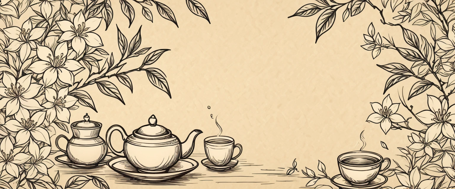 Kraft background:Pen drawing,Jasmine tea pattern design