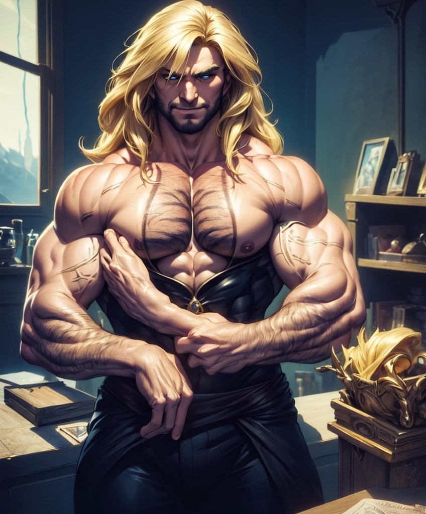 (((Luxurious shoulder length blond hair and sexy smirk.))) (((18 years old.))) (((18yo.))) (((Cute smirk.))) (((Single character image.))) (((1boy))) (((Looks like beefcake male fantasy character.))) Create an enchanting AI-generated image of a charismatic and irresistibly attractive man in a high fantasy realm. He should exude rugged, dashing charm that captures the attention of every onlooker, particularly the adoring gazes of countless women. This character must embody thrilling and exciting qualities, but his arrogance should be evident in his posture and expression. Fantasy art. Fantasy character. He is expressive and has a lot of personality. Has the body of a male model and a perfect male physique. (((He seems flirty, sexy and rough.)))(((Seductive like a sexy villain.))) (((Very sexy abs.)))(((Sexy tattoos.))) (((He looks like a sexy male sorcerer who practices the dark arts.))) (((Dark and eerie background.))) 18 years oldHunk , looking at viewer, photorealistic, perfect face, perfect face, beautiful big gym built, , open shirt, black pants, straight,
dungeons & dragons, fantasy adventurer, fantasy NPC, attractive male in his mid 20's, ultra detailed, epic masterpiece, ultra detailed, intricate details, digital art, unreal engine, 8k, ultra HD, centered image award winning, fantasy art concept, digital art, centered image, flirting with viewer, best quality:1.0,hyperealistic:1.0,photorealistic:1.0,madly detailed CG unity 8k wallpaper:1.0,masterpiece:1.3,madly detailed photo:1.2, hyper-realistic lifelike texture:1.4, picture-perfect:1.0,8k, HQ,best quality:1.0,
best quality:1.0,hyperealistic:1.0,photorealistic:1.0,madly detailed CG unity 8k wallpaper:1.0,masterpiece:1.3,madly detailed photo:1.2, hyper-realistic lifelike texture:1.4, picture-perfect:1.0,8k, HQ,best quality:1.0,