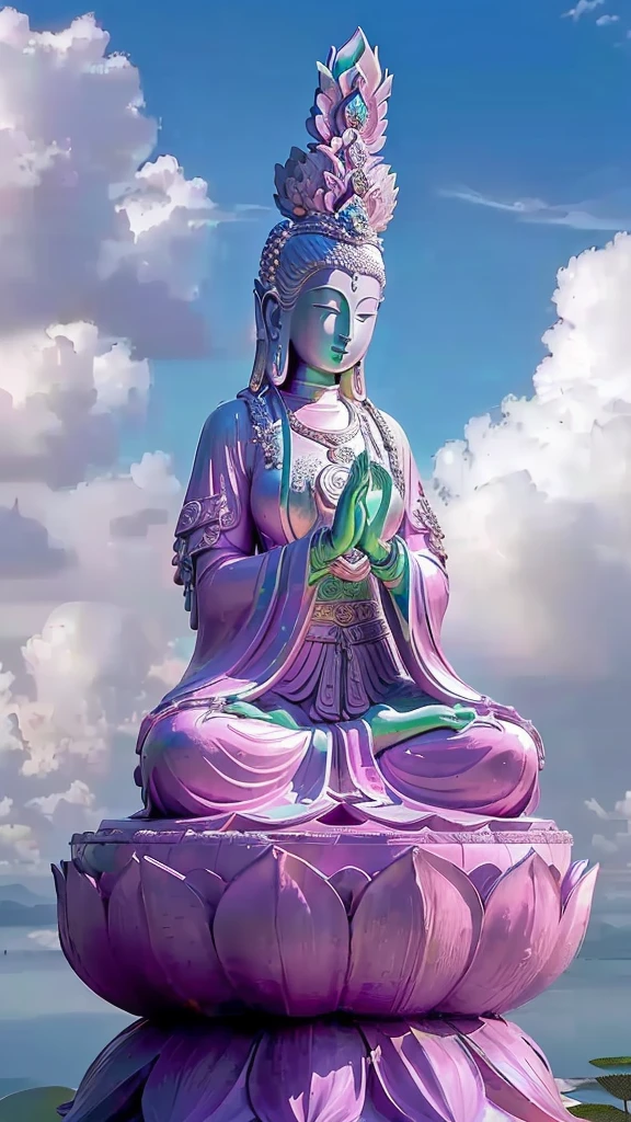 arafed statue of a woman Sitting on the lotus, win, win of the southern seas, Standing gracefully on the lotus, Goddess of love and peace, Beautiful images, Sitting on the lotus, Patron Saint 🛸🌈👩🏾, Buddha, Buddhism, contented female Buddha