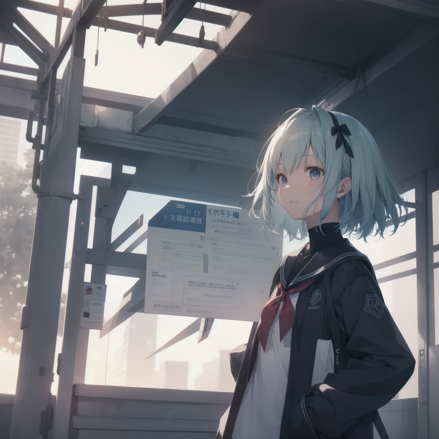 ultra-absurdres-Top quality by artist God, ultra-detailed, high resolution, anime moe artstyle, best anime 8k konachan wallpaper, pixiv contest winner, pool:2810, perfect anatomy,break, 1girl, (Please draw a girl walking sleepily to school alone. )break,(Solo,little female, -yeld:1.Full limbs, complete fingers,a junior hihort hair), short cut, flat chest, , small butt, small black eyes, beautiful detailed eyes, well-proportioned iris and pupils, expressive eyes, highres detailed hair, soft expression, salor school_uniform, sailor collar, serahuku, bow, pleated skirt,(Detailed Lighting), (Detailed background), in the School commute route.break,dewy skin, perspiration on the skin,skin texture, fine lines, pores, natural imperfections,light reflections, glossy skin, shiny skin,break,Rim Lighting, Subsurface Scattering, God Rays, Chromatic Aberration, Bokeh, Lens Flare, Volumetric Lighting, Anamorphic Lens Flare, Bloom, Depth of Field,backlight, soft bounced lighting, soft natural lighting, candolelight, neon light, hard(soft) shadows, spot light, break,Best cinematic lighting powered by famous artist, 8k,beauty illustration,photoshop_(medium),very aesthetic,break,((artist:mochi_au_lait )), artist:clamp ,artist:carnelian ,artist:kantoku ,