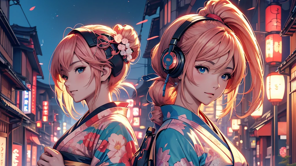 Woman wearing headphones, Anime Style 4 k, anime wallpaper 4k, anime wallpaper 4k, 4k anime wallpaper, anime art wallpaper 4k, anime art wallpaper 4k, Anime Style. 8K, Anime atmosphere, , Ultra HD Anime Wallpaper, Anime Art Wallpaper 8K, Anime Background,landscape、Japan、japan,kimono、Tokyo Tower