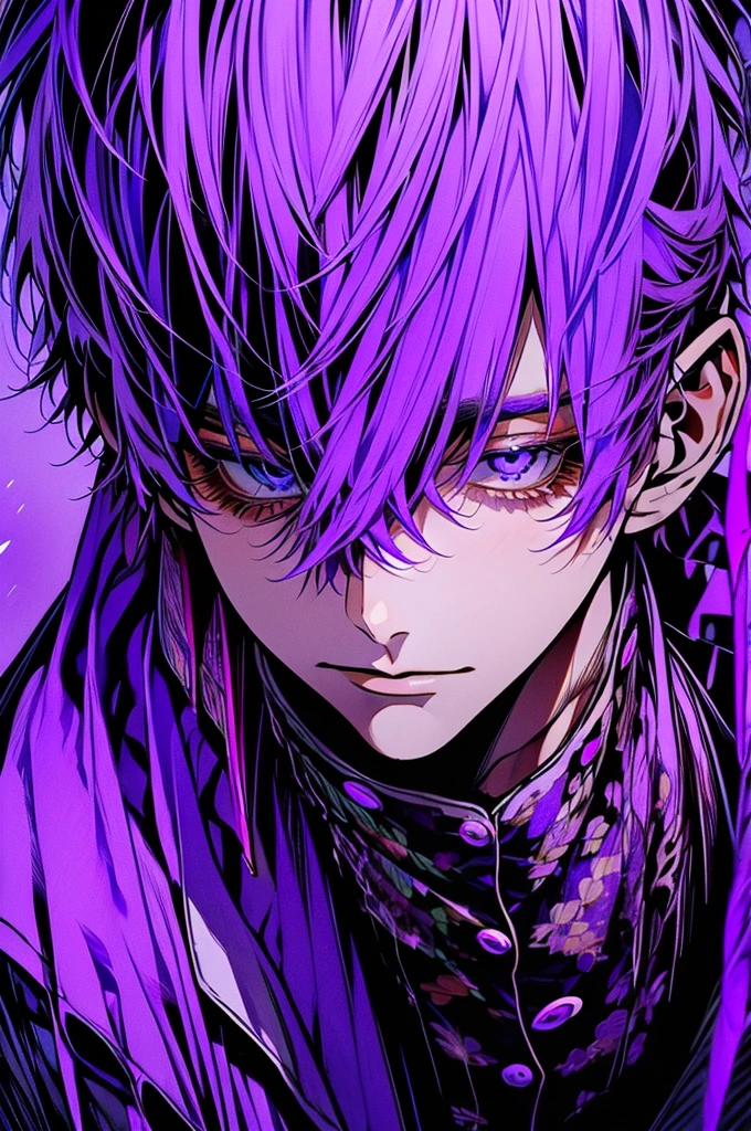 (Mastepiece), (Bestクォリティ), Very detailed, ((One Men:1.5)), Perfect Face, Beautiful Face, Very detailedな顔,(Lavender-haired man:1.3)、shirt、Best
