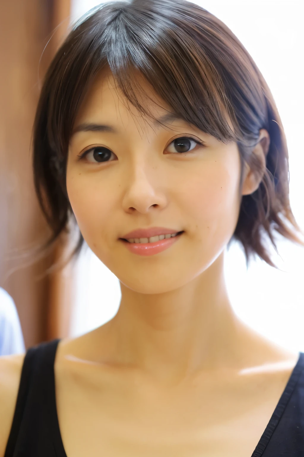 (High reality photograph, high resolusion), Skinny Japanese lady, 30 years old, cute face, detailed face, detailed eyes, various hair style, skinny figure, correct body anatomy, ((looking straight ahead)), facing the camera directly, single photo, a photo captured the best moment expressing the beauty and brains, ((with simple background))