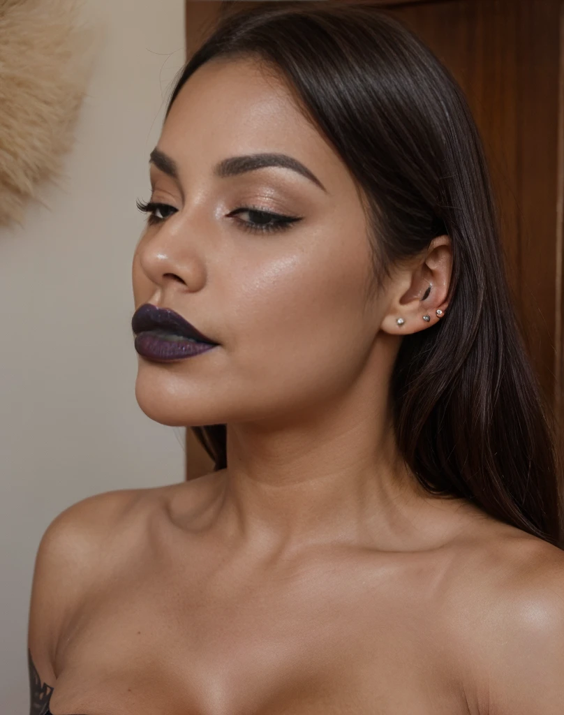 freckles, blushful, (burning pouting expression), single raised eyebrow, ombre, black lipstick, pierced eyebrow, , breasts big, fake boobs:1.2),) top cut), looking at side, Angular superheroine sexy face, Tatuagens, no bra, cabelo laranja, rosto sexy sedutor, nádegas grandes, Curvar, Se beijando, showing nádegas grandes, Olhando para trás, agarrando as nádegas, nádegas emocionantes