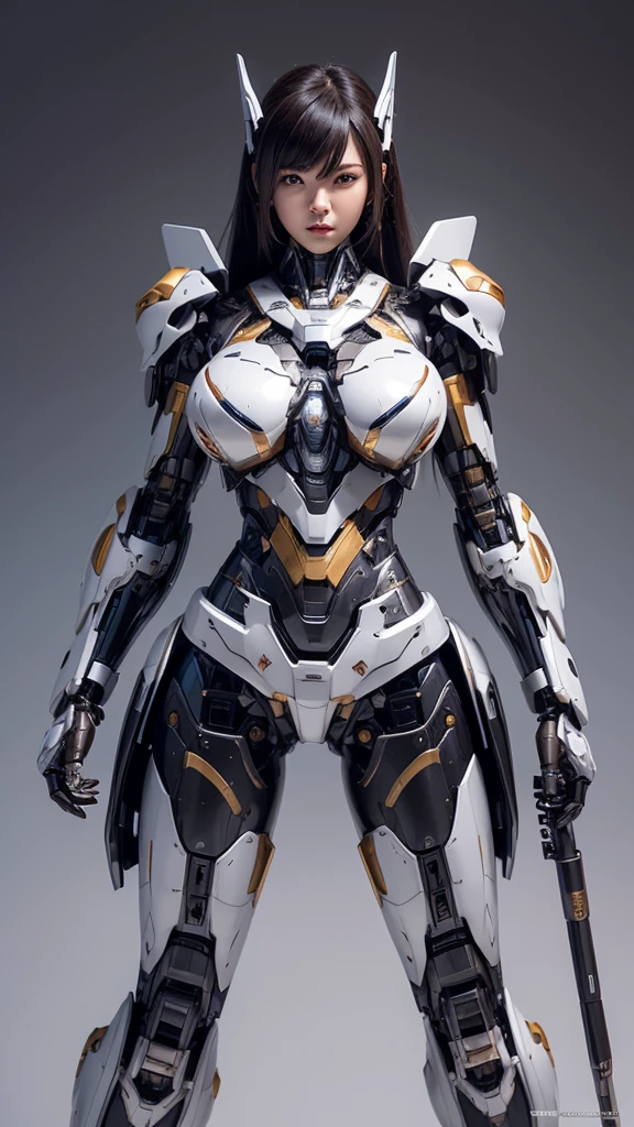 Textured skin, Super Detail, high details, High quality, Best Quality, hight resolution, 1080p, hard disk, Beautiful,(Super Heroine),Oppai Missile,beautiful cyborg woman,Mecha Cyborg Girl,Battle Mode,Girl with a Mecha Body,She wears a battle cyborg mech with a weapon,Fulll body Shot