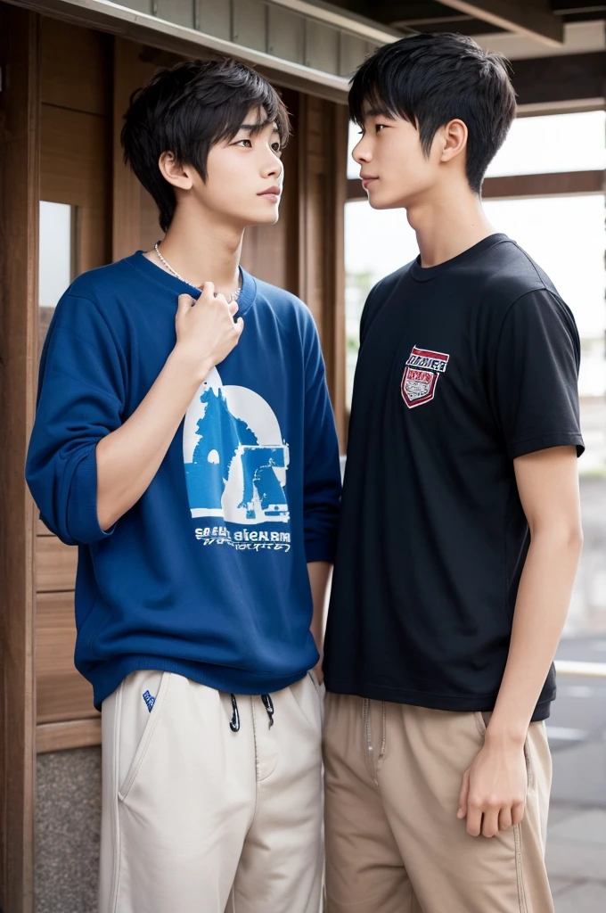 cool,,Refreshing athletic guy,2boy,2boys,charm,The hero,youth,Japanese high school student style,Magazine talent style,Slim figure,Casual clothes,Smooth,Skin texture,Functional beauty,Moe,Action,Vibrancy,Breeze,A speck of dust,Natural light,face,hand,eye,Biological precision,thin limbs,male protagonist,Japanese men,Boys who like boys,,,Two boys in love,Male student,,Boys' preference,Super detailed,Sexual desire,sexual excitement,Male Focus,4K,8K,Turning into a handsome gay man,