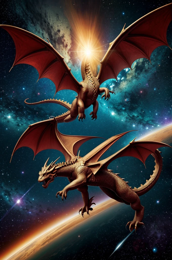 One-headed dragon flying through the ends of the universe 