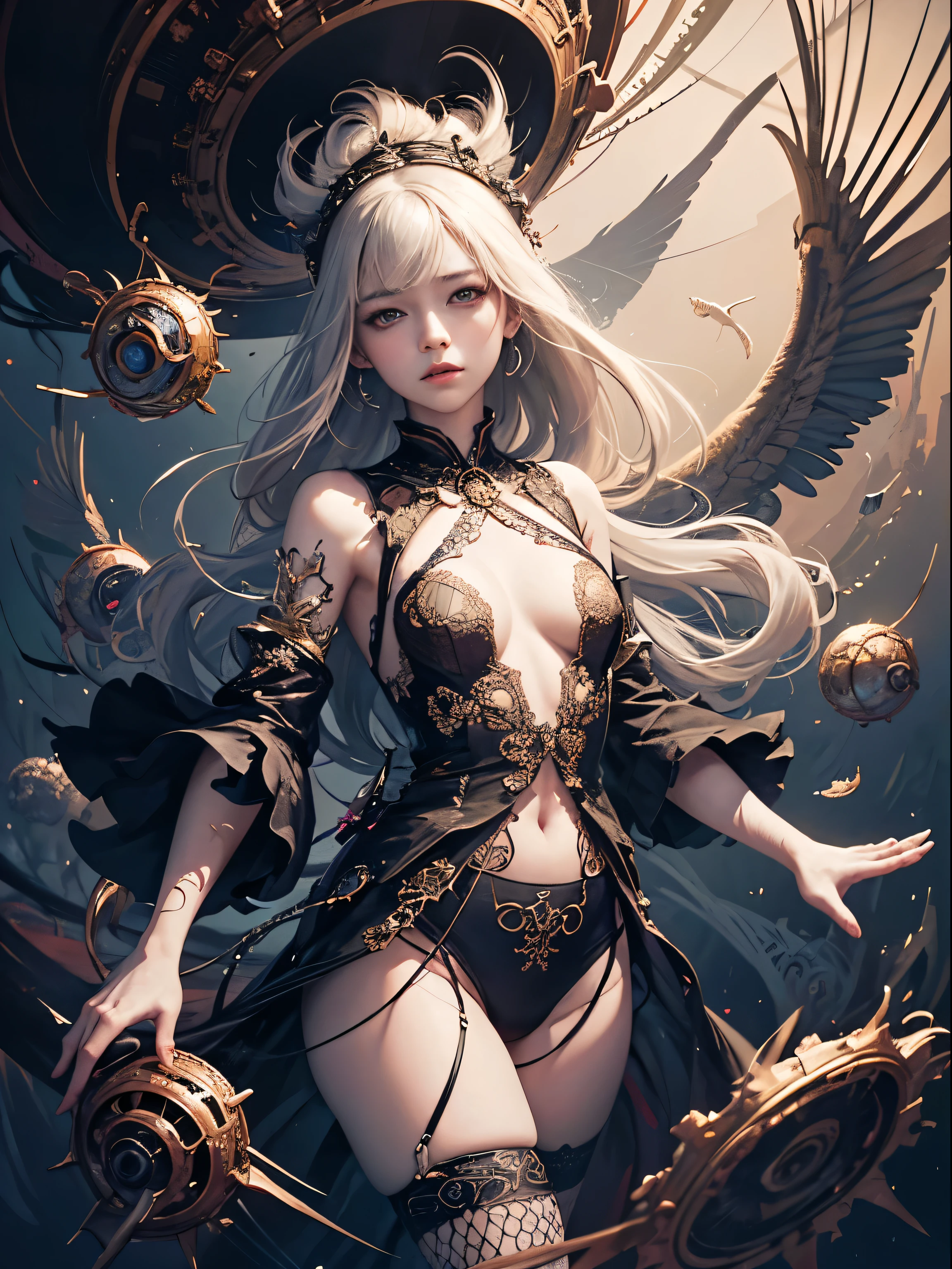 official art, unity 8k wallpaper, ultra detailed, beautiful and aesthetic, masterpiece, best quality, (zentangle, mandala, tangle, entangle), (fractal art:1.3) , 1girl, extremely detailed, dynamic angle, cowboyshot, the most beautiful form of chaos, elegant, a brutalist designed, vivid colours, romanticism, by james jean, roby dwi antono, ross tran, francis bacon, michal mraz, adrian ghenie, petra cortright, gerhard richter, takato yamamoto, ashley wood, atmospheric, ecstasy of musical notes, streaming musical notes visible