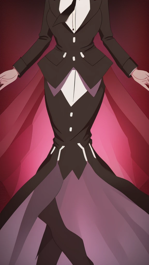 drawing of a woman with a tie and jacket, villain pose, distorted posture, dramatic grin pose, Cool pose, I strike an elegant pose above you, angry pose, desperate pose, intimidating pose, threatening pose, Steven Universe style, creepy pose, Strange expressionist posture, I strike a daring pose, Cellular!!!, With a cool pose