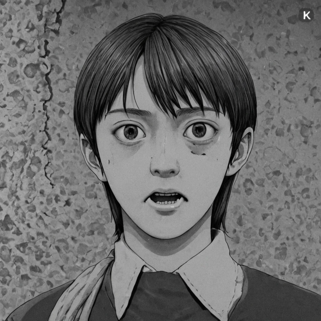 (anime), bizarre scenario, This is Junji, Yusuke Murata, black and white, 8K, anime, horror