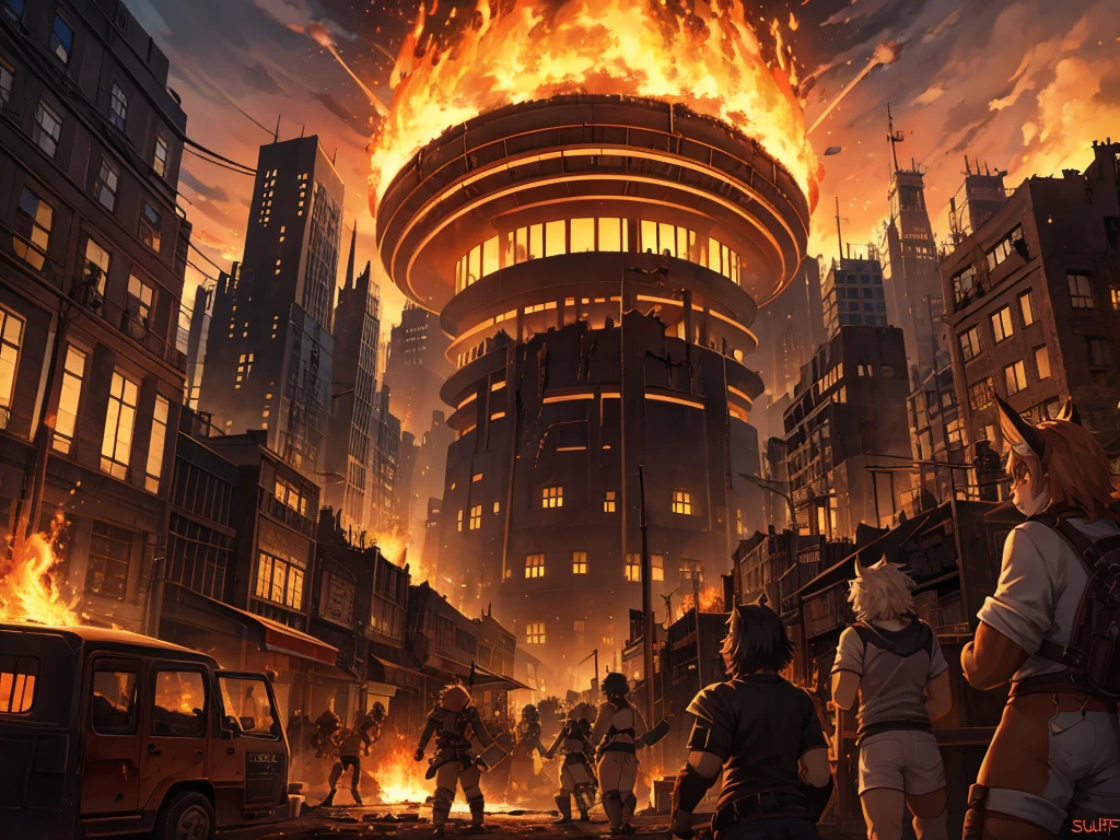 Sodom and Gomorrah , pop design , slapstick comedy anime , A city destroyed by sulfur and fire from heaven