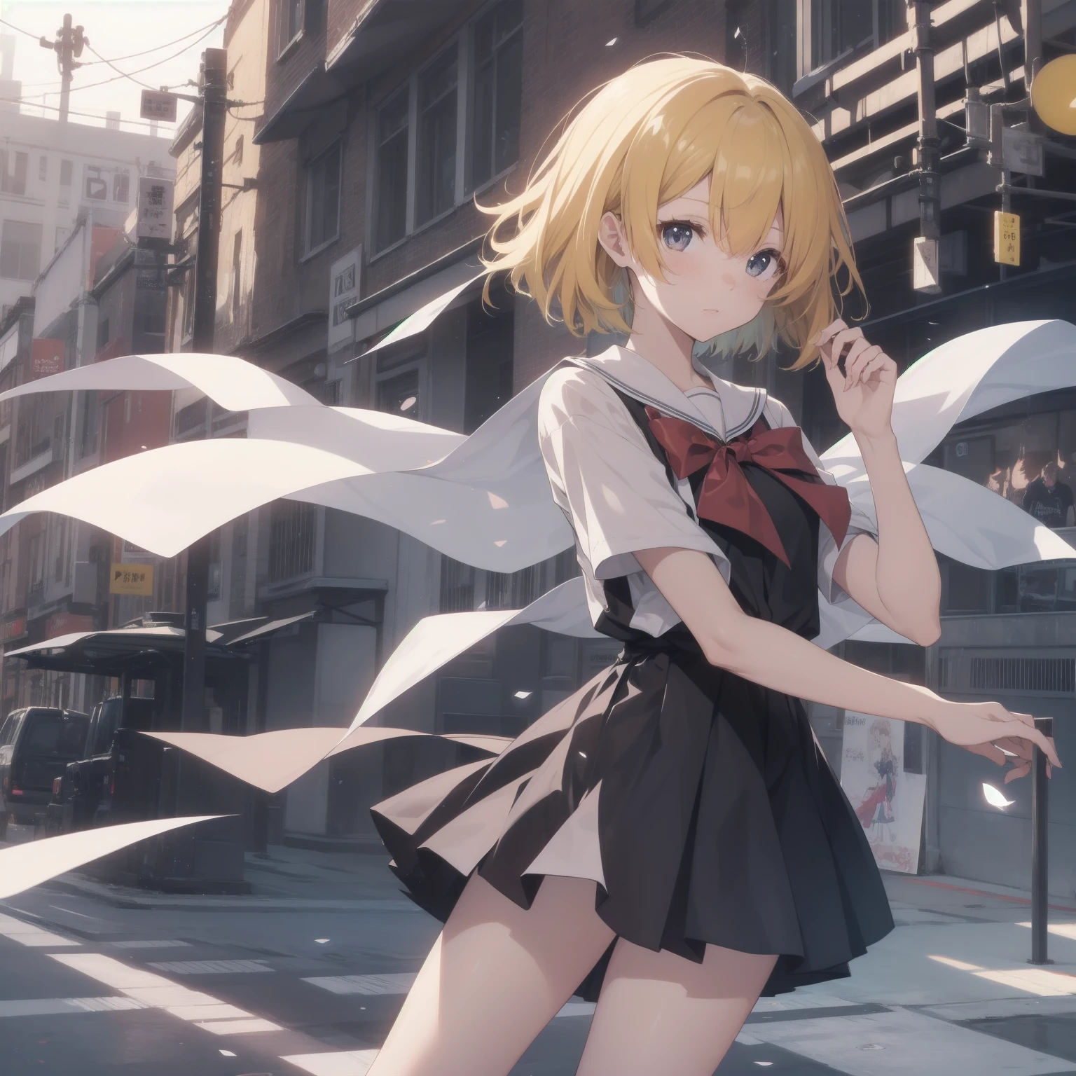 ultra-absurdres-Top quality by artist God, ultra-detailed, high resolution, anime moe artstyle, best anime 8k konachan wallpaper, pixiv contest winner, pool:2810, perfect anatomy,break, 1girl, (Please draw a girl walking sleepily to school alone. )break,(Solo,little female, -yeld:1.Full limbs, complete fingers,a junior hihort hair), short cut, flat chest, , small butt, small black eyes, beautiful detailed eyes, well-proportioned iris and pupils, expressive eyes, highres detailed hair, soft expression, salor school_uniform, sailor collar, serahuku, bow, pleated skirt,(Detailed Lighting), (Detailed background), in the School commute route.break,dewy skin, perspiration on the skin,skin texture, fine lines, pores, natural imperfections,light reflections, glossy skin, shiny skin,break,Rim Lighting, Subsurface Scattering, God Rays, Chromatic Aberration, Bokeh, Lens Flare, Volumetric Lighting, Anamorphic Lens Flare, Bloom, Depth of Field,backlight, soft bounced lighting, soft natural lighting, candolelight, neon light, hard(soft) shadows, spot light, break,Best cinematic lighting powered by famous artist, 8k,beauty illustration,photoshop_(medium),very aesthetic,break,((artist:enkyo_yuuichirou )), artist:clamp ,artist:carnelian ,artist:kantoku ,