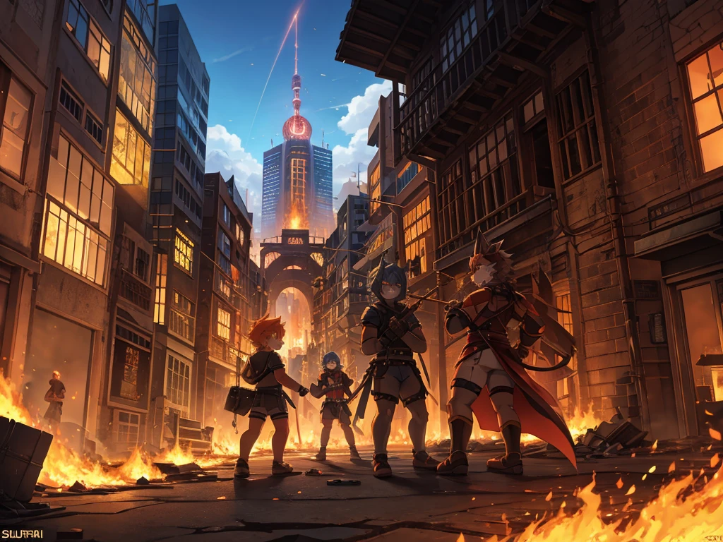 Sodom and Gomorrah , pop design , slapstick comedy anime , A city destroyed by sulfur and fire from heaven