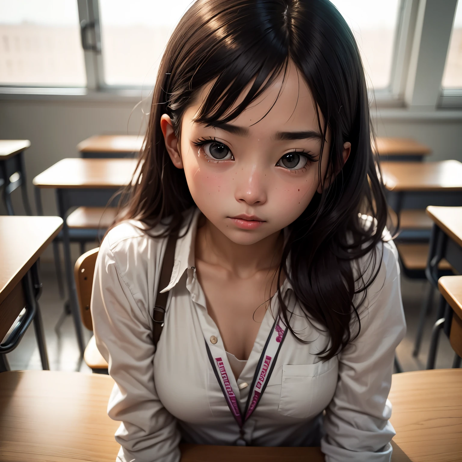 Unreal world、Ultra HD Photos、whole body、Accurate depiction of the human body、Schools that train sex slaves、uniform、classroom、whole bodyエスビアン、"Photographed alone"、Very accurate girl、Very very young face、Very embarrassed、Embarrassed look、Inserting a into her、Opening