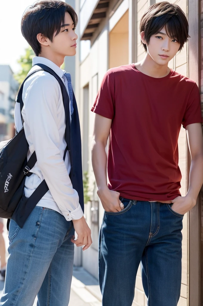 cool,,Refreshing athletic guy,2boy,2boys,charm,The hero,youth,Japanese high school student style,Magazine Idol Style,Slim figure,Casual clothes,Smooth,Skin texture,Functional beauty,Moe,Action,Vibrancy,Breeze,A speck of dust,Natural light,face,hand,eye,Biological precision,thin limbs,male protagonist,Japanese men,Boys who like boys,,,Two boys in love,Male student,,Boys&#39; preference,Super detailed,Sexual desire,sexual excitement,Male Focus,4K,8K,Handsome,,physical changes,,Male genitalia change to feminization,sex appeal,