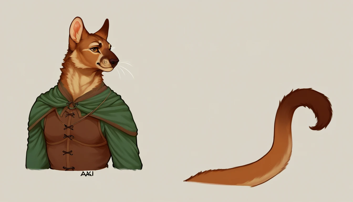 score_9, score_8_up, score_7_up, (clear simple background, white background, papyrus background),
((tabaxi:1.2), anthro, solo, male, (standing, portrait, focus, side_view), ((brown fur, ears, tail)), (wearing medieval clothes), beautiful