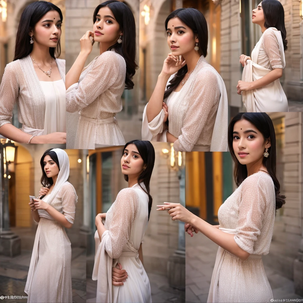 Show a transformarion sequence showing a delicate pretty hindu brahmin man crossdresses and slowly transforms into a gorgeous hijabi muslimah woman.