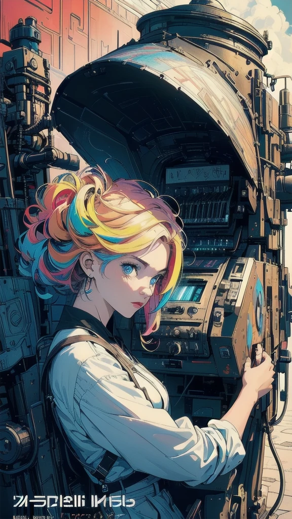 (((masterpiece, highest quality))),(((solo:1.2))),(((1girl:1.2))),32k wallpaper, very detailed, poster, vintage science fiction,(((((geometric cinematic movie poster))))), (bauhaus), shape,(((abstract))),(mid century modern),movie poster,(((((portfolio))))),(((((Close-up))))),(((((bust up))))),((((more various angle)))),(((highlight))),Vast landscape,((((heterochromia)))),(((complete. detailed face))),(((Extremely talented))),(((most complecated machine))),((Overall colorfully))(((text))),(((typography))),(((sentence))),(((Label))),(detailed movie poster),(((((most complicated machine))))),(((genius mechanic))),