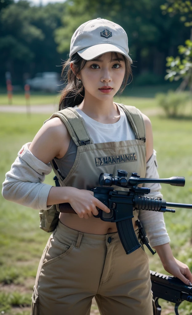 (8K, RAW photos, best quality, high resolution，Ultra-clear details，masterpiece:1.2),(Practical, Practicalな写真:1.4),(Highly detailed CG Unity 8K wallpaper),(Oval face: 1.5), (Fine pupils:1.3),,(Unforgettable eyes:1.1),(You have beautiful eyes:1.1),
20 years old, Korean woman, Delicate and beautiful face，Dirty face, It's full of scars、Short hair and smart hair、Bronze skin, You are wearing clothes.s. Hold an assault rifle in both hands，Marines,Bulletproof vest、Backpack、heavy equipment、 Battles on the battlefield, Strong muscles, World War, Modern war themes,Army girl, running、Assault rifle with precise details, (Hold on to your rifle.: 1.3), (Aim and hold the rifle.: 1.3), Shootout, , Baseball cap, car on fire, War Zone,, explode, Burning City, cigarette, Broken Tower, belly button, Gloves, Torn pants, A face stained with mud and blood, Sweating of the skin, Bloody Skin, muddy skin, Declaration of determination, Accurate expression, best quality, 超high resolution, Practicalな, 、Physically Based Rendering(Physically Based Rendering(Physically Based Rendering)), light, complicated, Feeling,像一样柔和的light, Pleasant tone, Battlefield Background, city war background, Practical, Cowboy shooting, Dynamic Angle,, Mahindra Thar, electric wire, 8K!!, 偉大なmasterpiece,, Production: Tom Karafik、Impressive pose