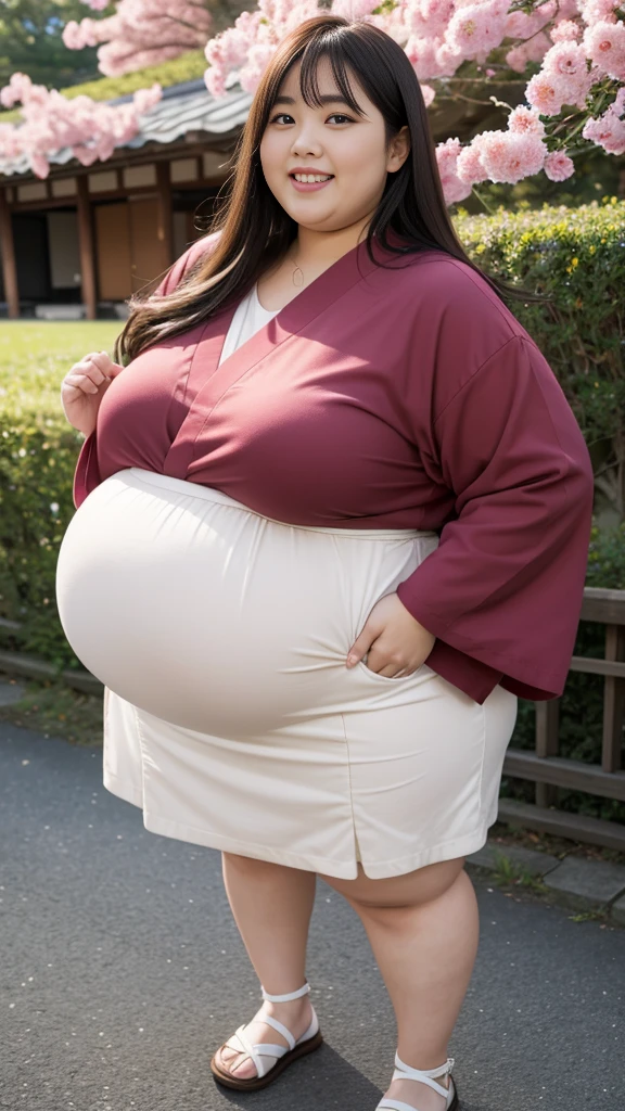 realistic depiction、super obeseのjapanese woman、super obese、Weight 300kg、very fat woman、japanese woman、laughter、Tight Skirt、outdoor、a bit、little woman、His height is only 145cm、short legs、go pro Japanese ssbbw, non nude, full shot, very beautiful face, super obese, full body, sweat parker, sneaker,, super obese japanese, gigantic 、super big belly