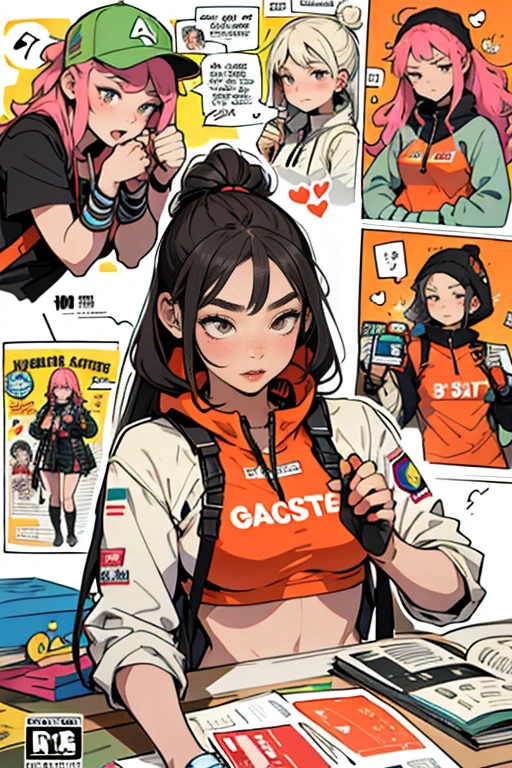 ,may \(pokemon\), bandana, shirt, skirt, bike shorts, gloves, fanny pack,1girl,bike shorts,brown hair,eyelashes,grey eyes,leg hold,looking at viewer,medium breasts,sleeveless shirt,red shirt,bike shorts under shorts,blue eyes,red hairband,white shortssolo,